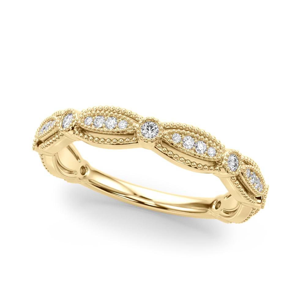 Antique Style Diamond Wedding Band Ring 14K Yellow Gold (0.20ct)